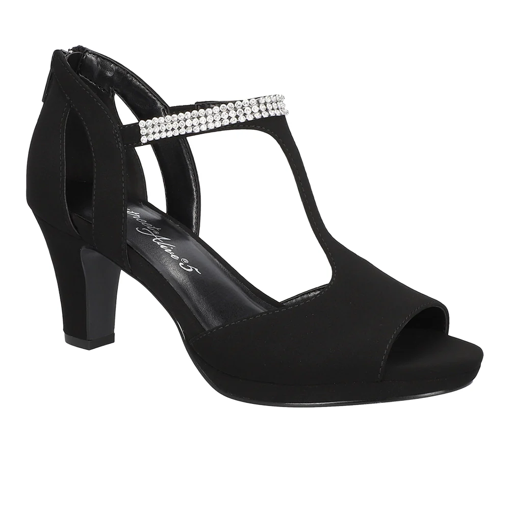 Flash Rhinestone Platform T-Strap Evening Sandals - Image 2