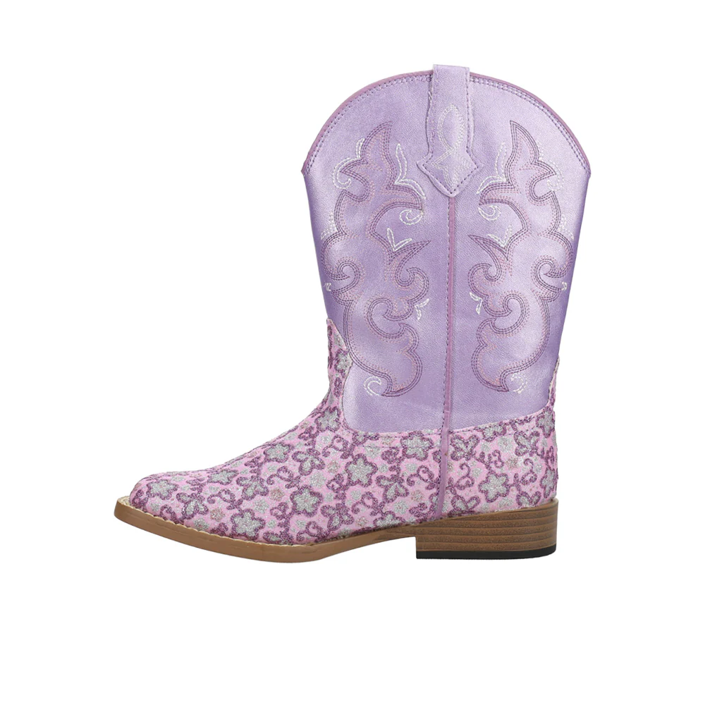 Floral Glitter Square Toe Cowboy Boots (Little Kid-Big Kid) - Image 3