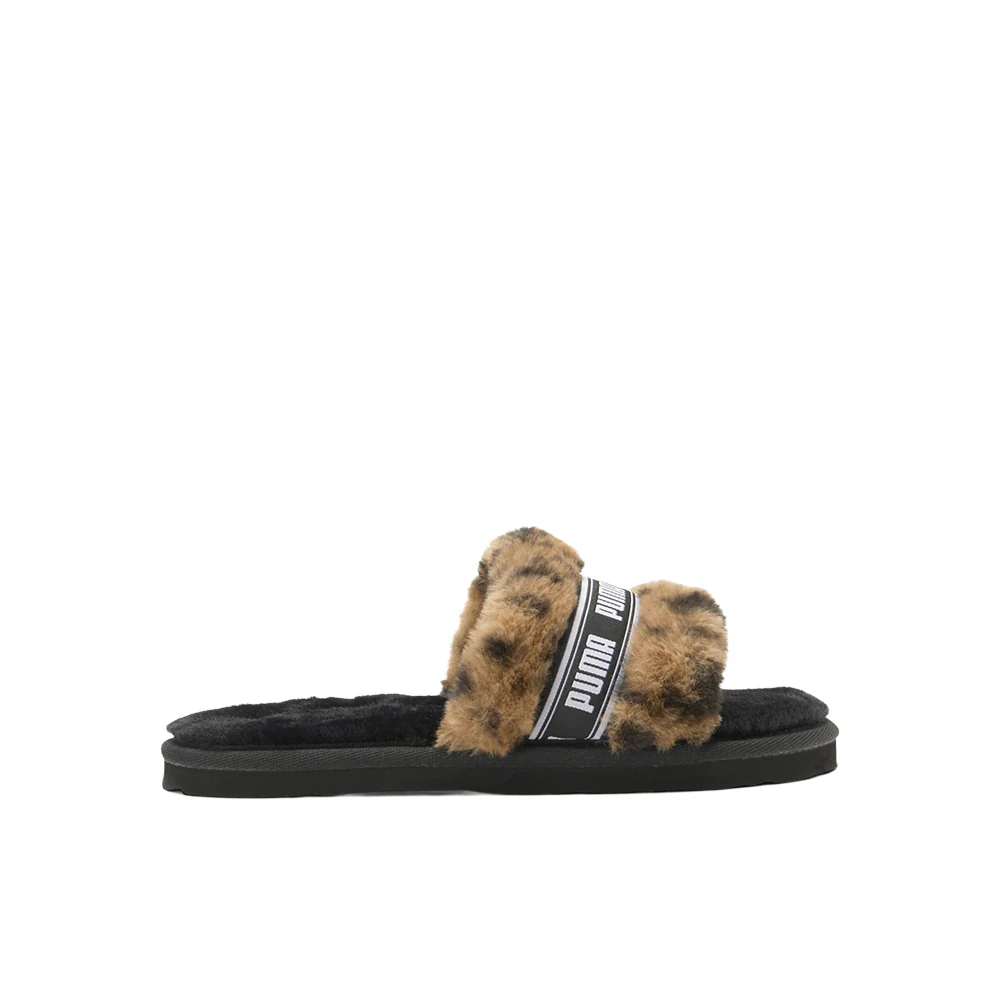 Fluff Cheetah Slide Sandals (Big Kid)