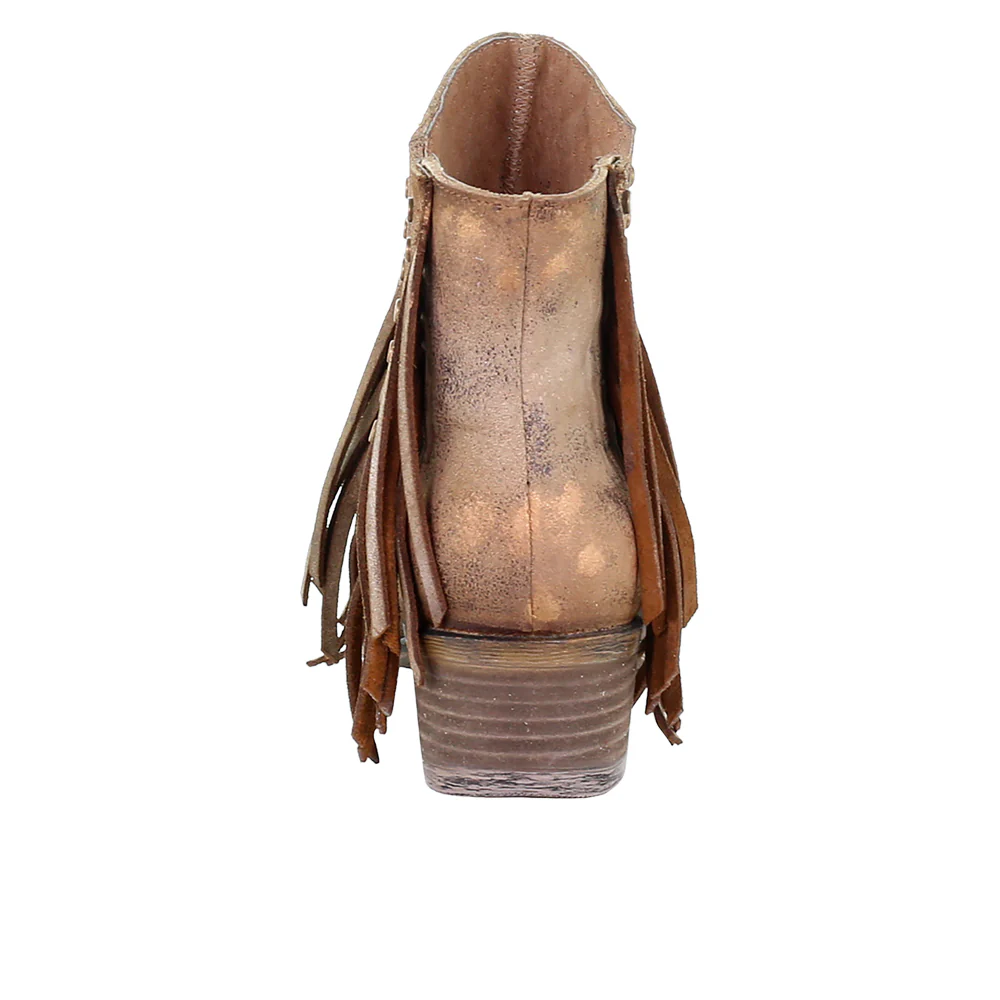 Fringe Studded Round Toe Pull On Cowboy Boots - Image 3