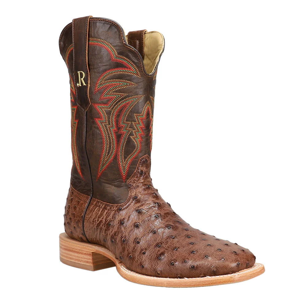 Full Quill Ostrich Embroidered Square Toe Cowboy Boots - Image 2