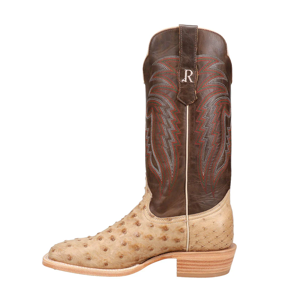 Full Quill Ostrich Embroidered Square Toe Cowboy Boots - Image 3