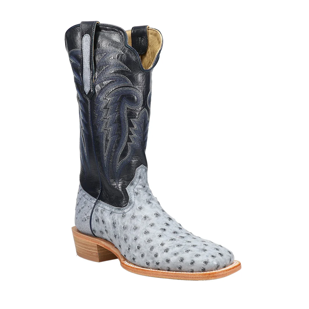 Full Quill Ostrich Embroidered Wide Square Toe Cowboy Boots - Image 2