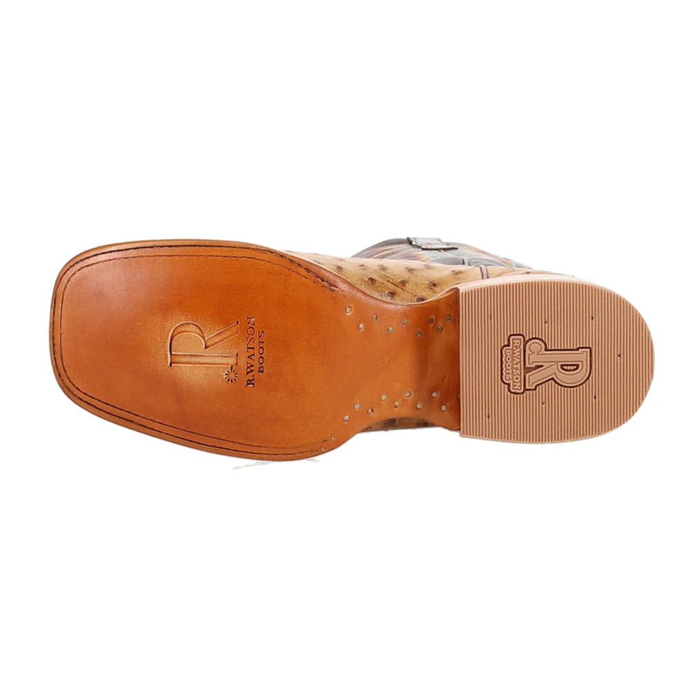 Full Quill Ostrich Embroidered Square Toe Cowboy Boots - Image 5