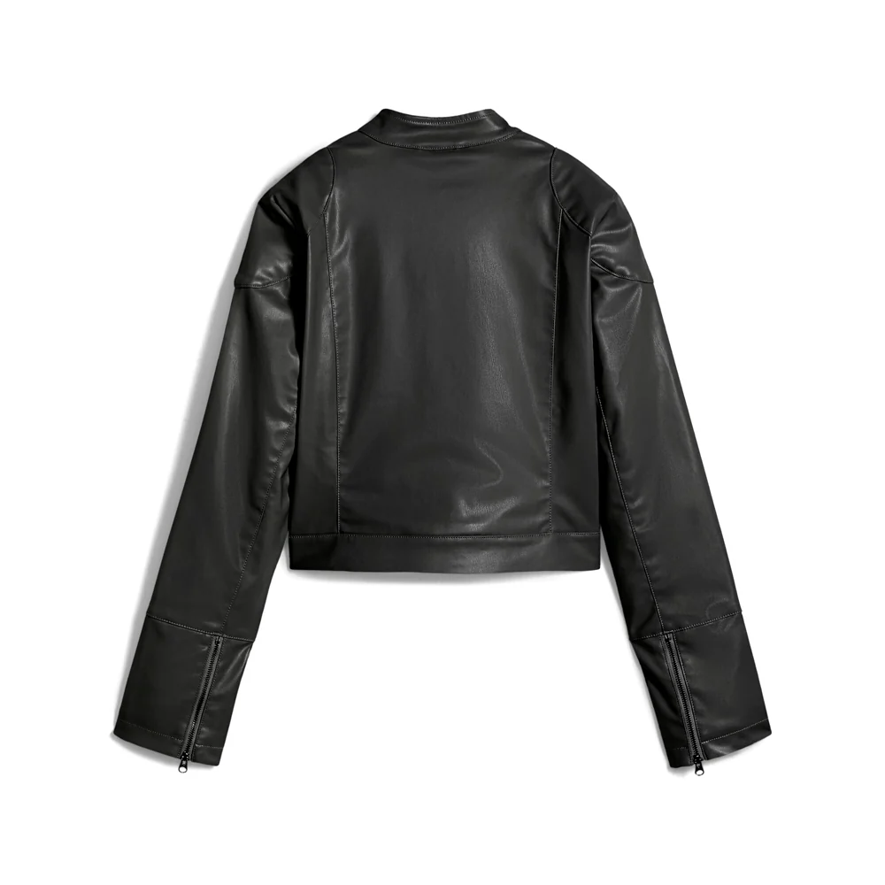 Future Archive Pleather Racer Full Zip Jacket - Image 2