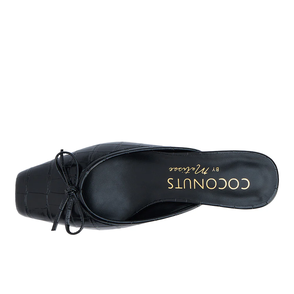 Geneva Croc Square Toe Block Heel Mules - Image 4