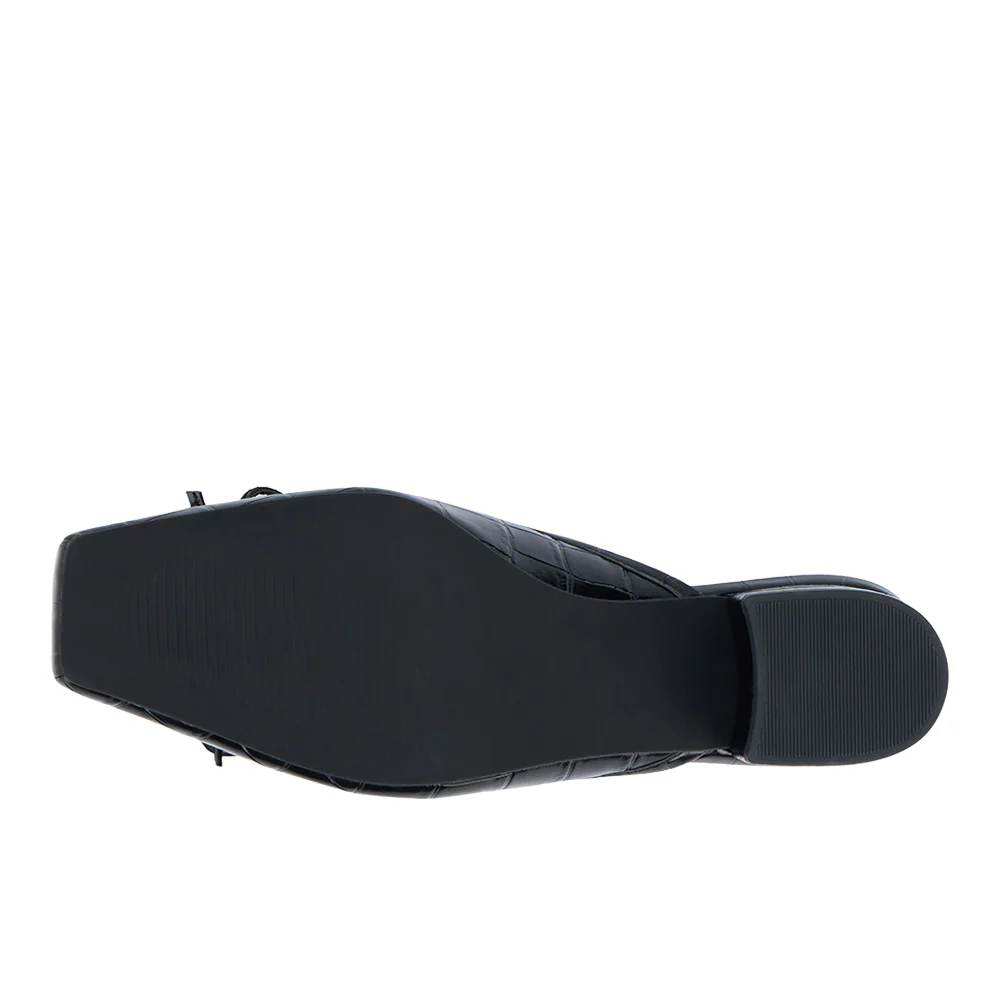 Geneva Croc Square Toe Block Heel Mules - Image 5