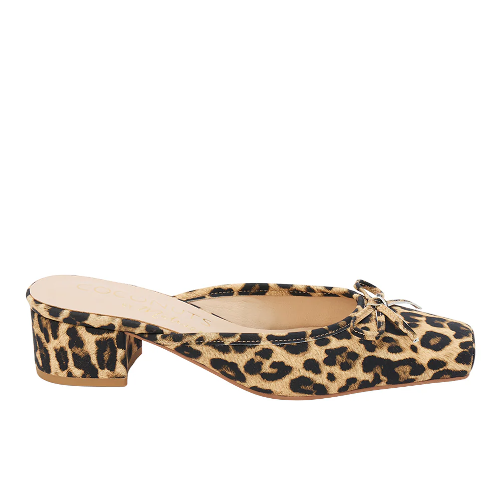 Geneva Leopard Square Toe Block Heel Mules