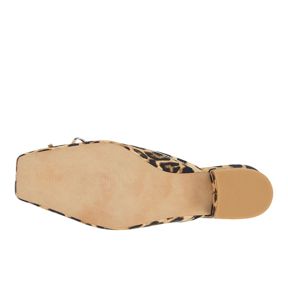 Geneva Leopard Square Toe Block Heel Mules - Image 5