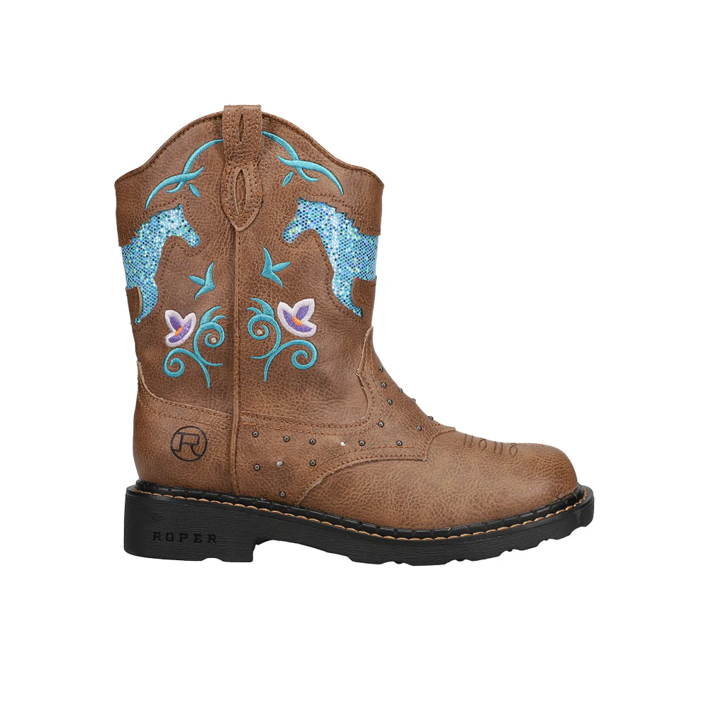 Glitter Horse Round Toe Cowboy Boots (Little Kid-Big Kid)