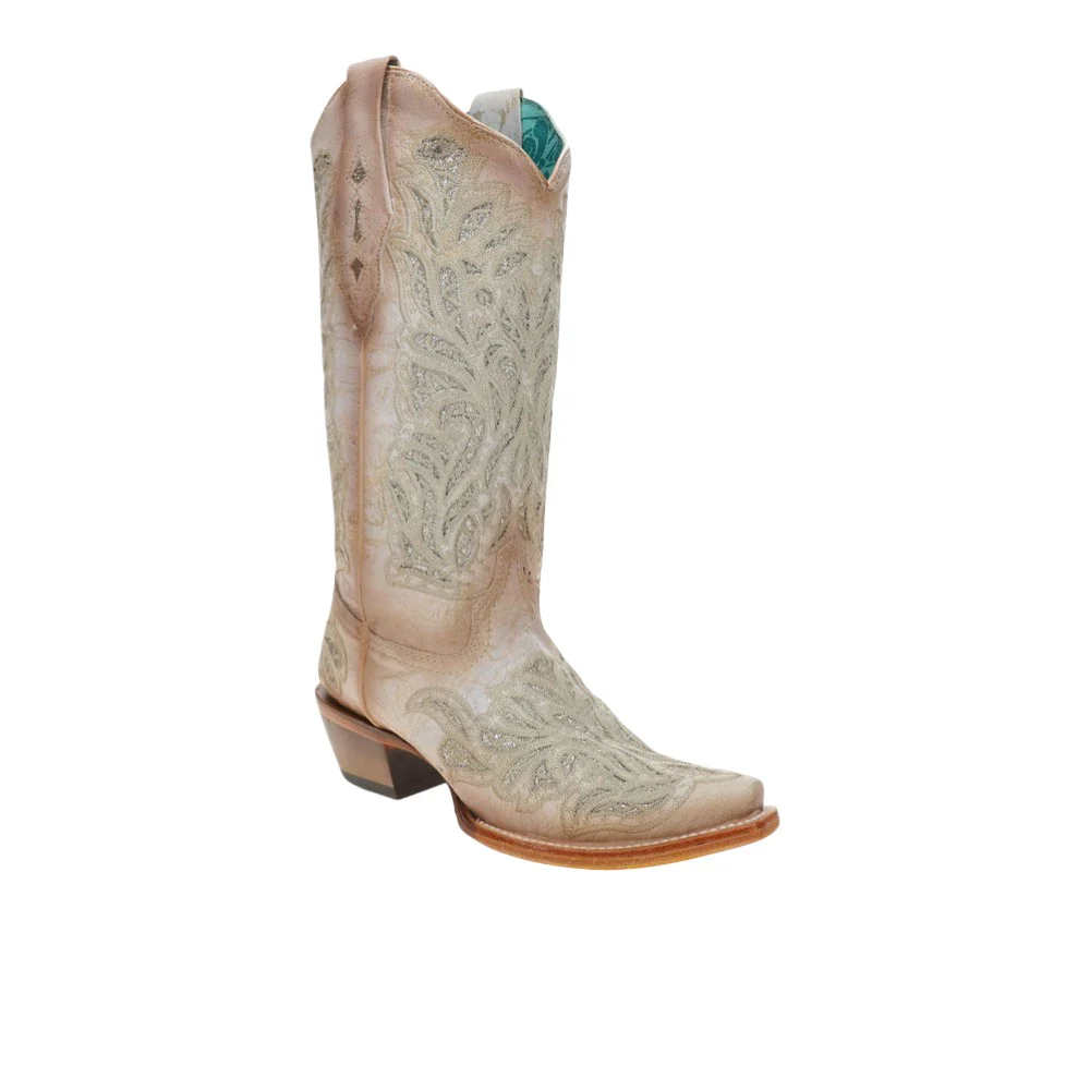Glitter Inlay And Embroidered Snip Toe Pull On Cowboy Boots - Image 2