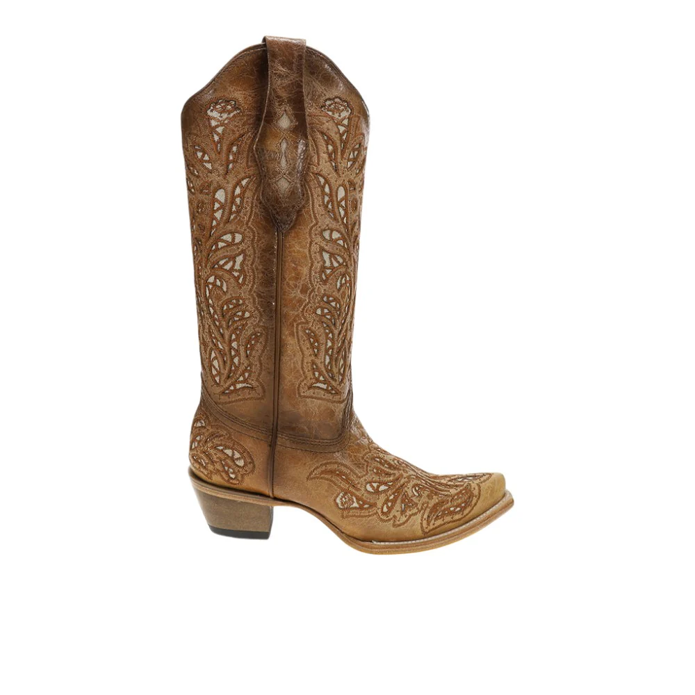 Glitter Inlay And Embroidery Snip Toe Cowboy Boots