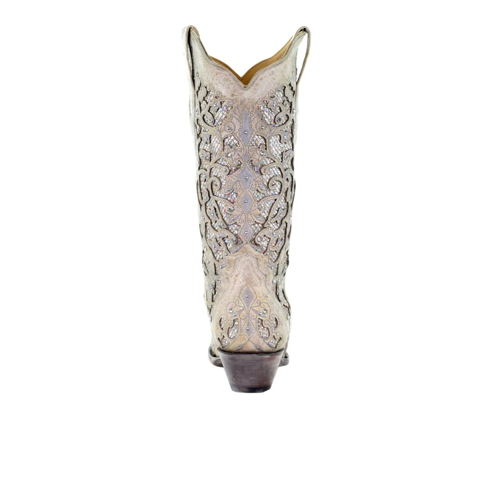 Glitter Tooled-Inlay Snip Toe Pull On Cowboy Boots - Image 3