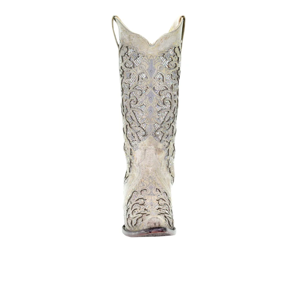 Glitter Tooled-Inlay Snip Toe Pull On Cowboy Boots - Image 5