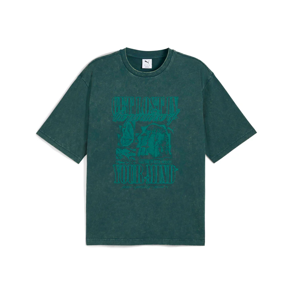 Graphic Paradise Mindset Washed Boxy Crew Neck Short Sleeve T-Shirt