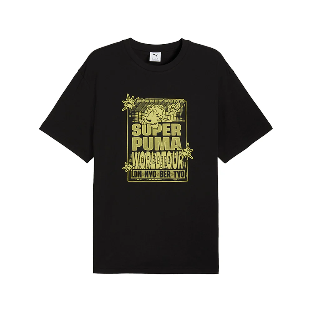 Graphic Super PUMA World Tour Relaxed Crew Neck Short Sleeve T-Shirt