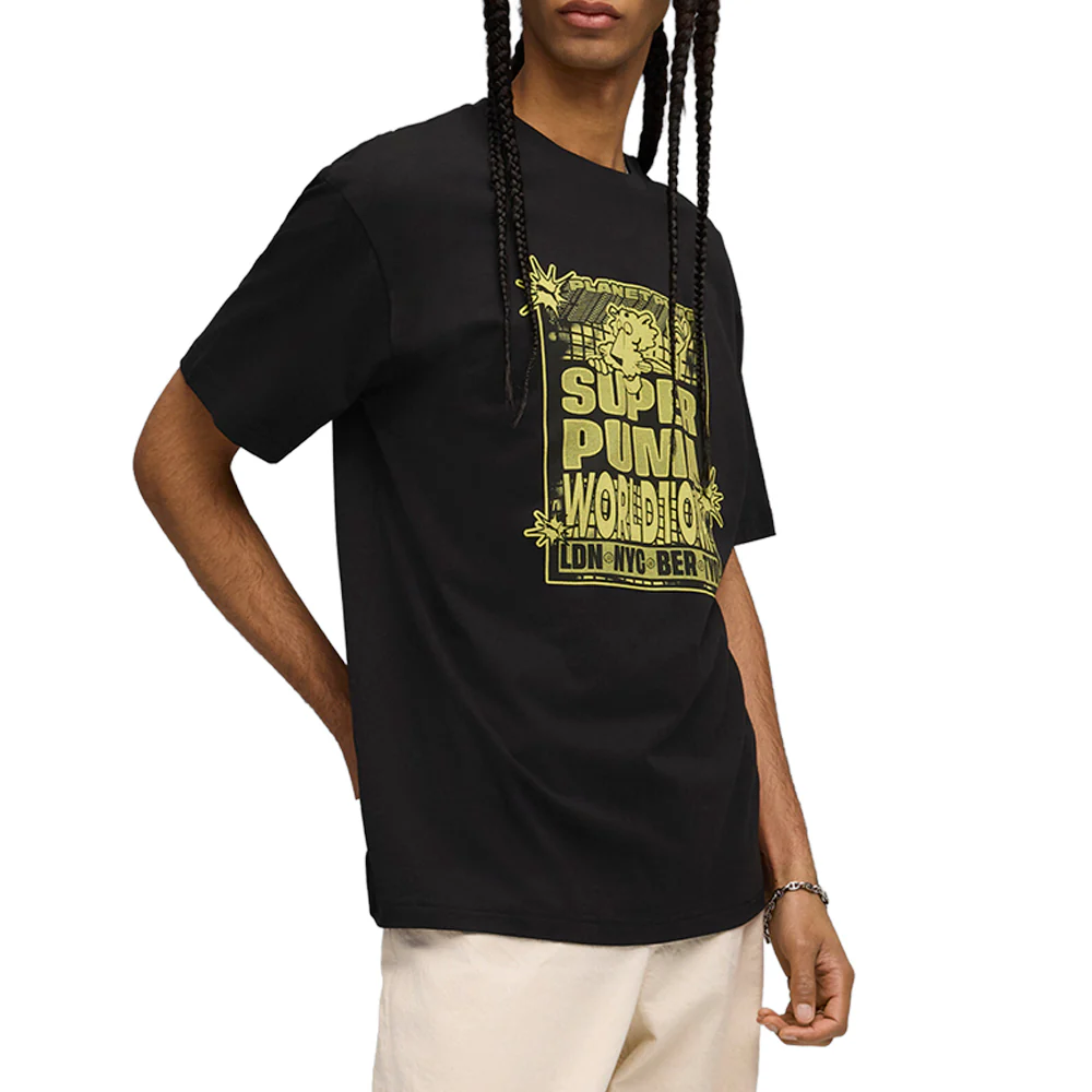Graphic Super PUMA World Tour Relaxed Crew Neck Short Sleeve T-Shirt - Image 3