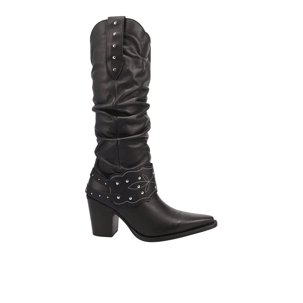 Grit N' Grace Slouchy Studded Snip Toe Pull On Boots