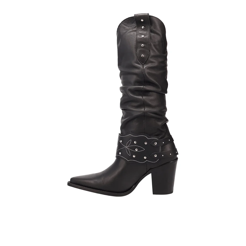 Grit N' Grace Slouchy Studded Snip Toe Pull On Boots - Image 3