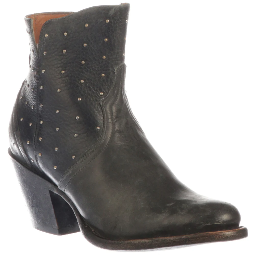 Harley Cowhide Studded Round Toe Cowboy Booties - Image 2