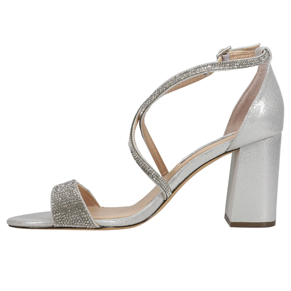 Henesi Rhinestone Block Heel Sandals - Image 3