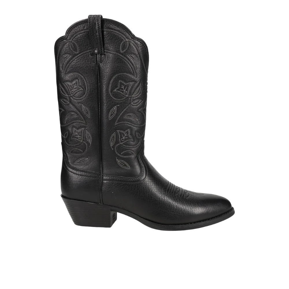 Heritage Embroidered Round Toe Pull On Cowboy Boots