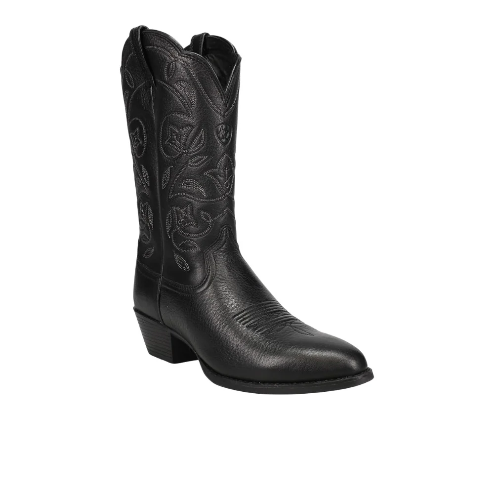 Heritage Embroidered Round Toe Pull On Cowboy Boots - Image 2
