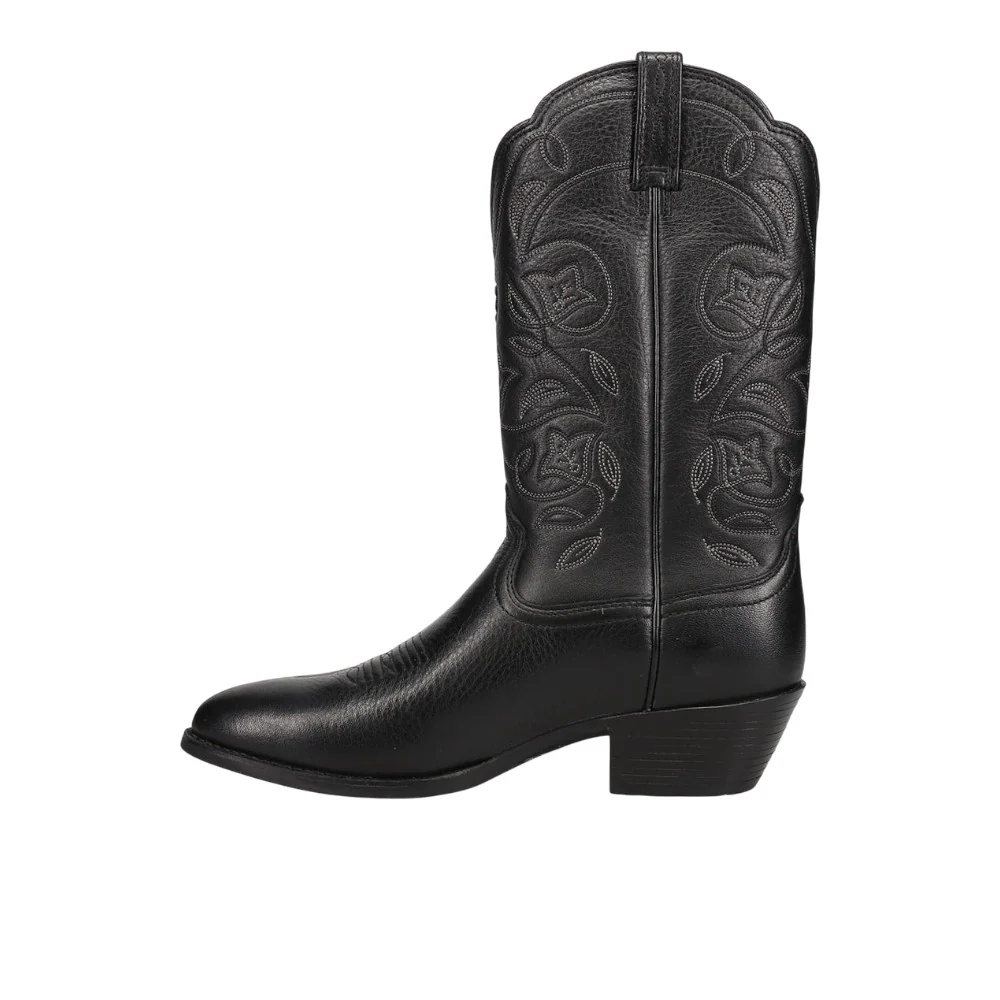 Heritage Embroidered Round Toe Pull On Cowboy Boots - Image 3