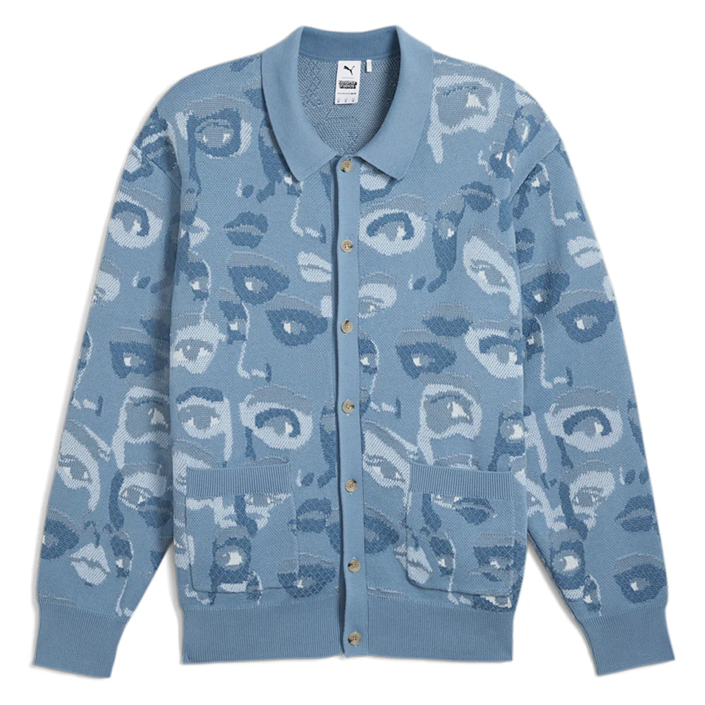 PUMA X KIDSUPER Graphic Collared Long Sleeve Cardigan Sweater - Image 3