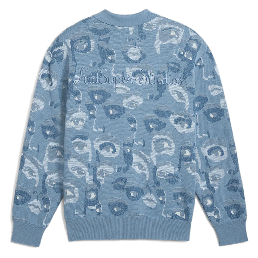 PUMA X KIDSUPER Graphic Collared Long Sleeve Cardigan Sweater - Image 4