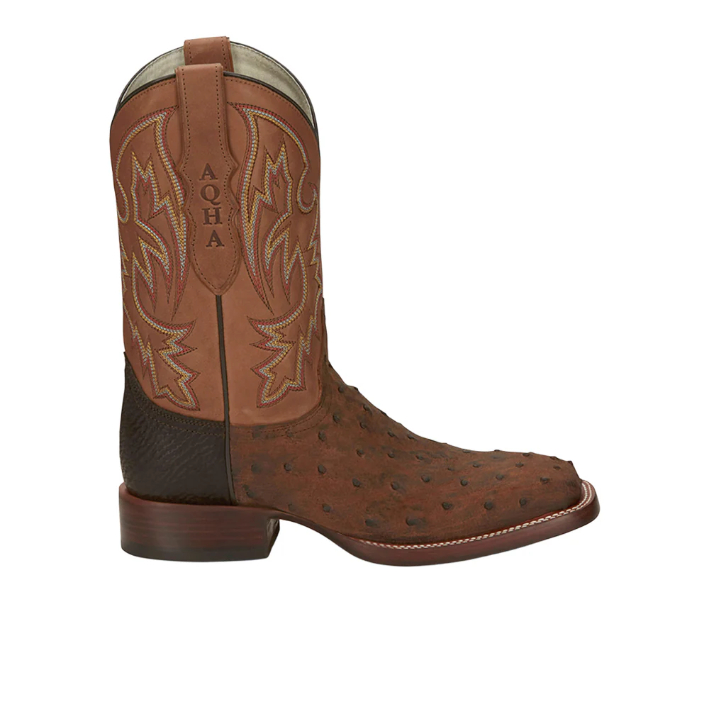King 11 Inch Full Quill Ostrich Square Toe Cowboy Boots