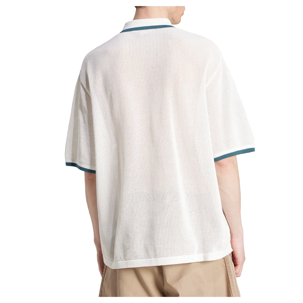 Knitted Collared Short Sleeve Button Up Shirt - Image 3
