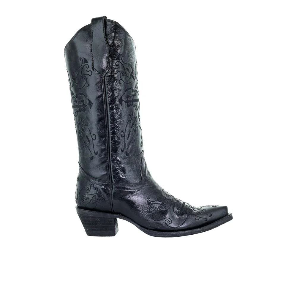 Embroidered Snip Toe Cowboy Boots