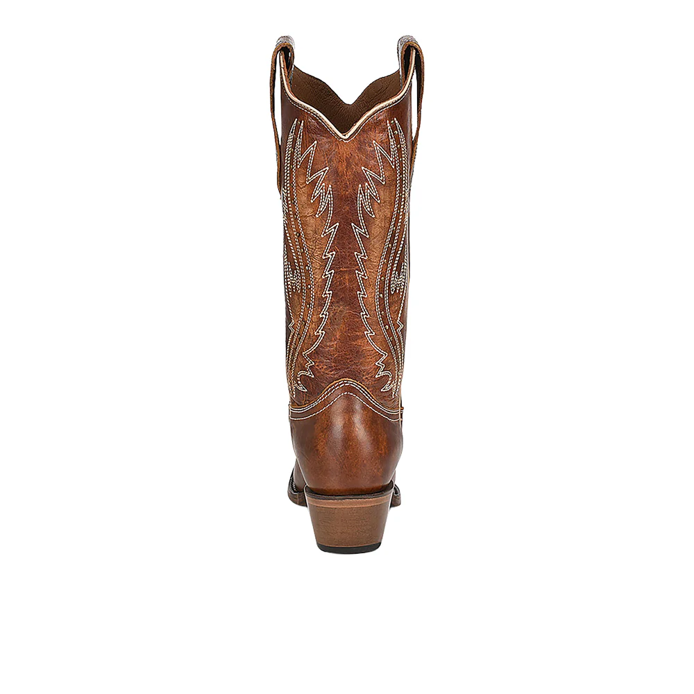 Tan Embroidered Studded Snip Toe Pull On Cowboy Boots - Image 4