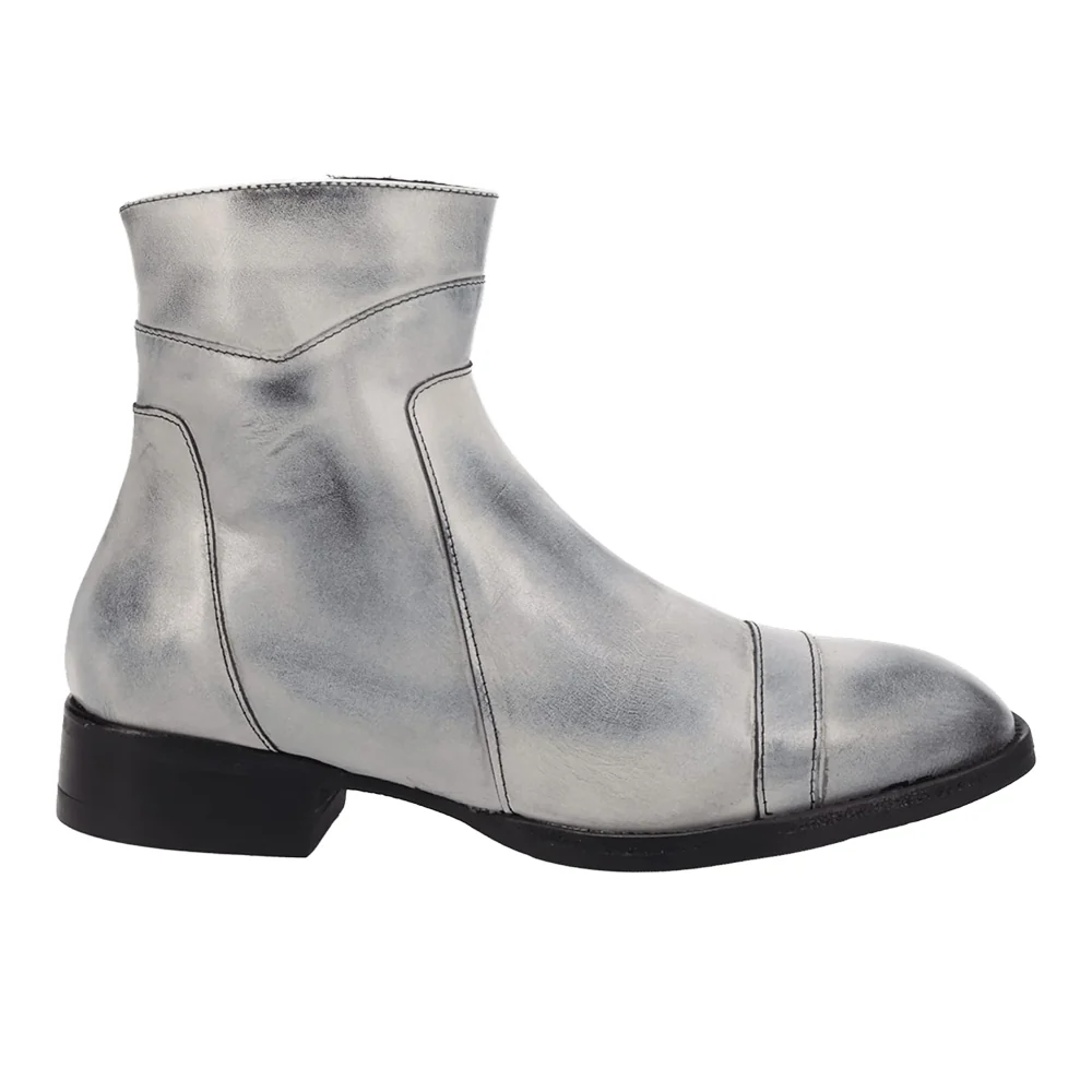 Lennox Leather Round Toe Zippered Booties