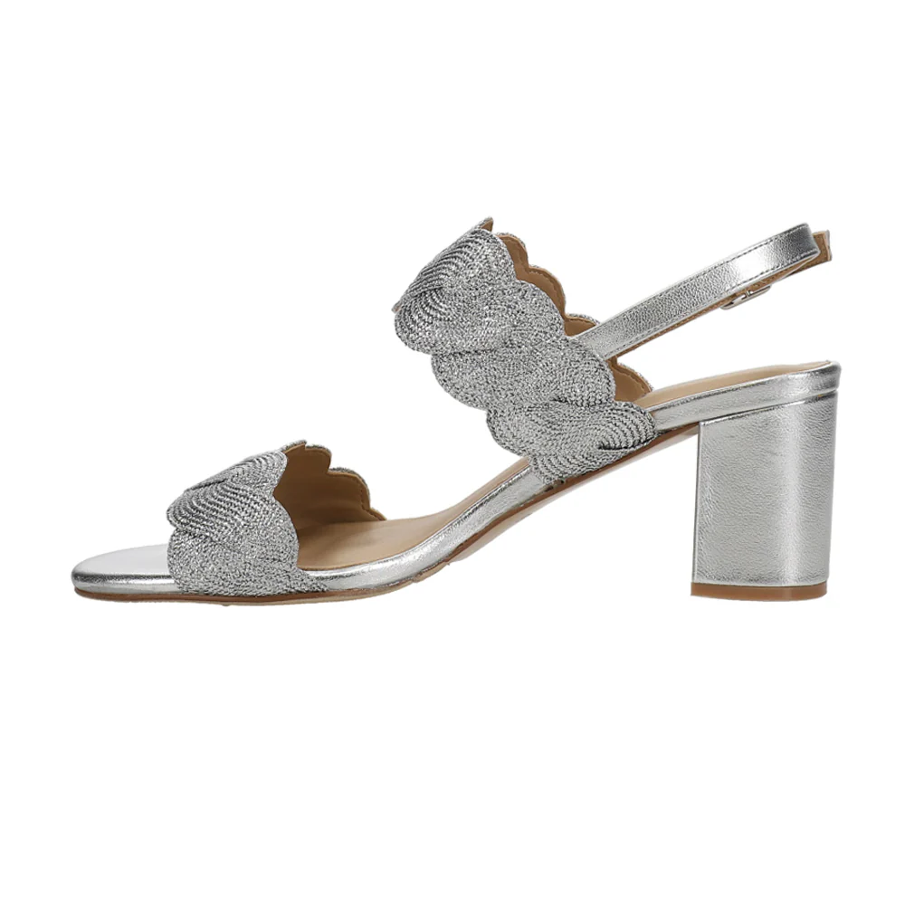 Lettie Woven Metallic Block Heel Sandals - Image 3