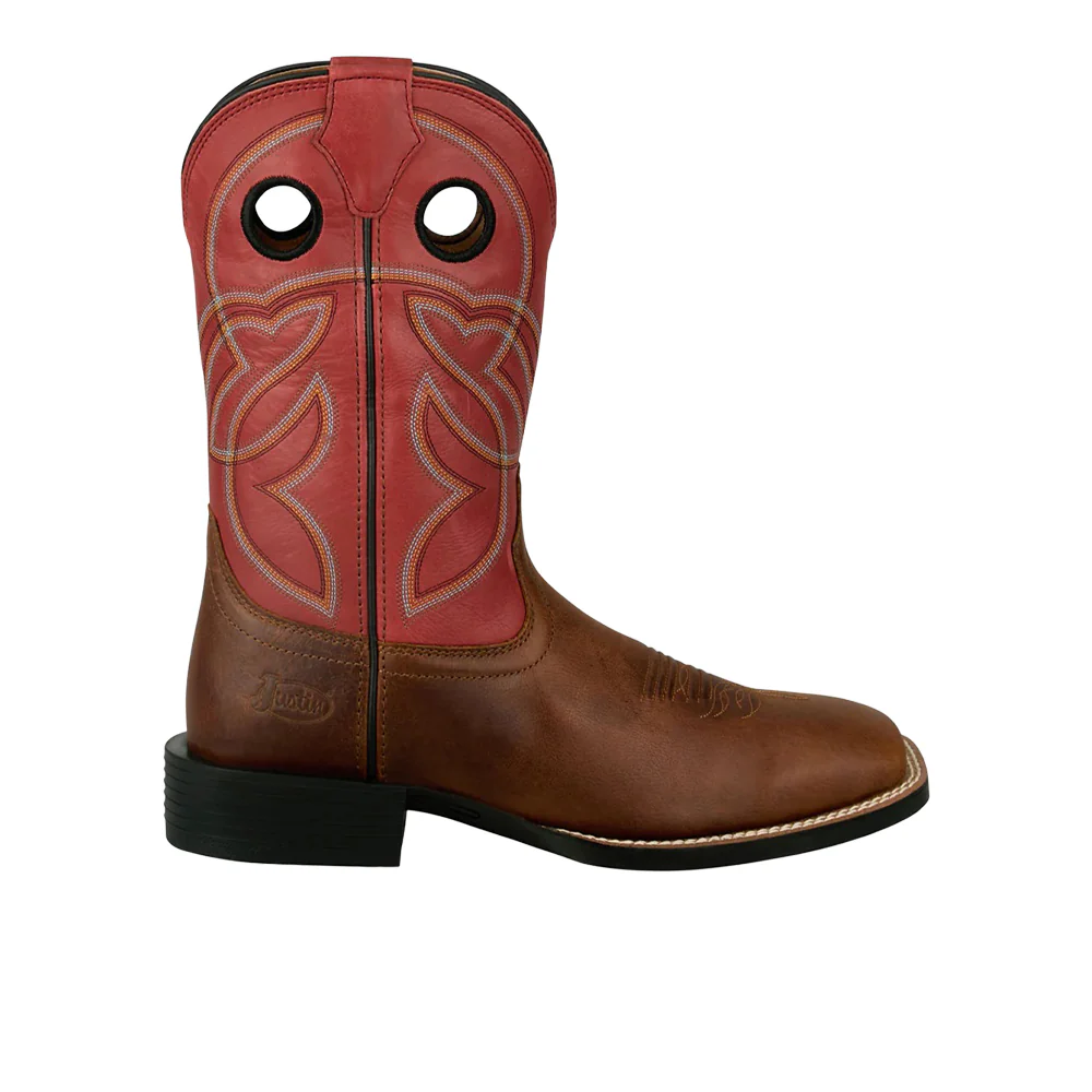 Lubbock 11 Inch Embroidered Square Toe Pull On Cowboy Boots