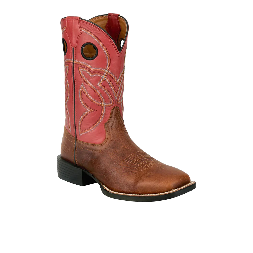 Lubbock 11 Inch Embroidered Square Toe Pull On Cowboy Boots - Image 2