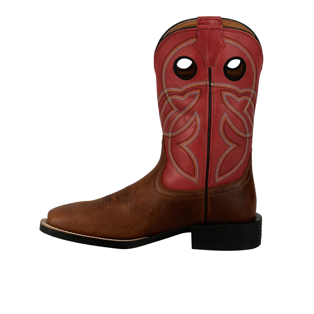 Lubbock 11 Inch Embroidered Square Toe Pull On Cowboy Boots - Image 3