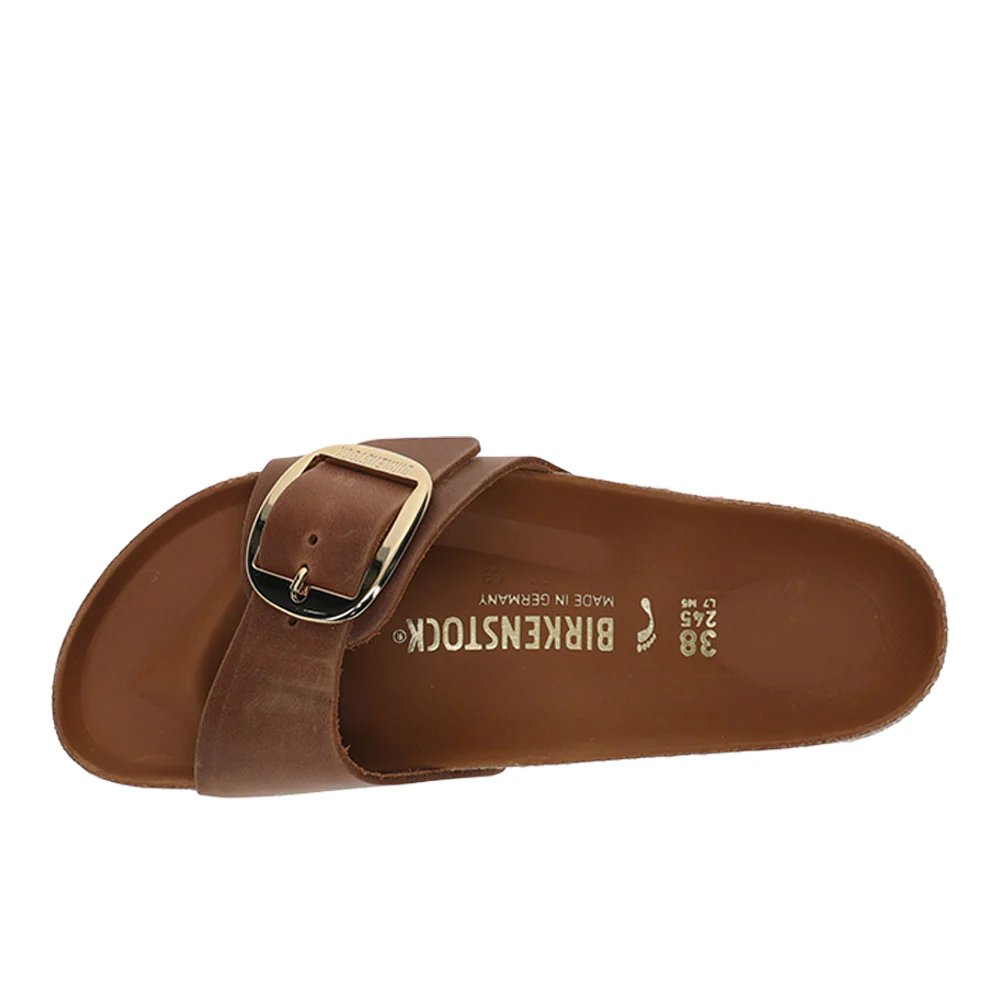 Madrid Big Buckle Oiled Leather Footbed Sandals - Image 4