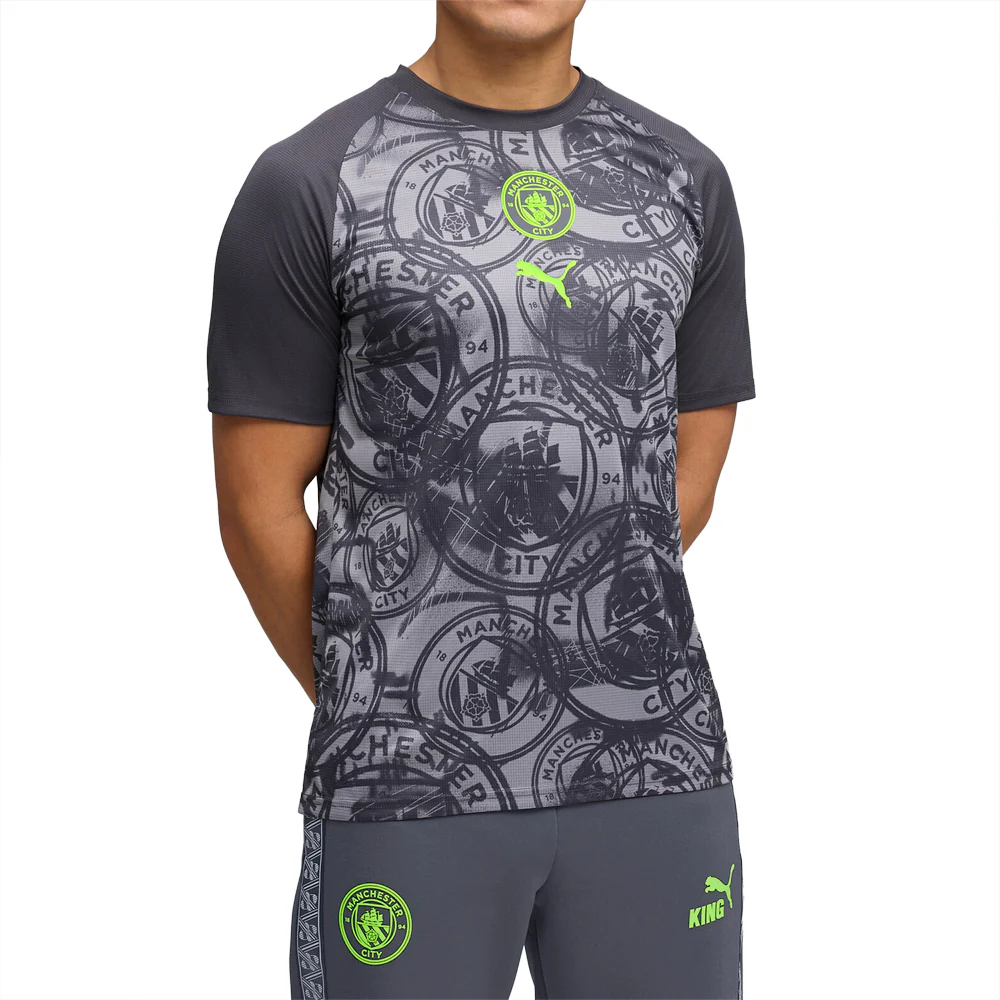 Manchester City Warm Up Crew Neck Short Sleeve Soccer Jersey - Image 3