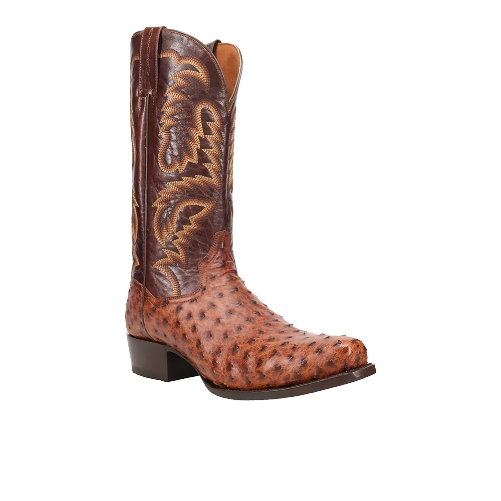 Marco Full Quill Ostrich Square Toe Pull On Cowboy Boots - Image 2