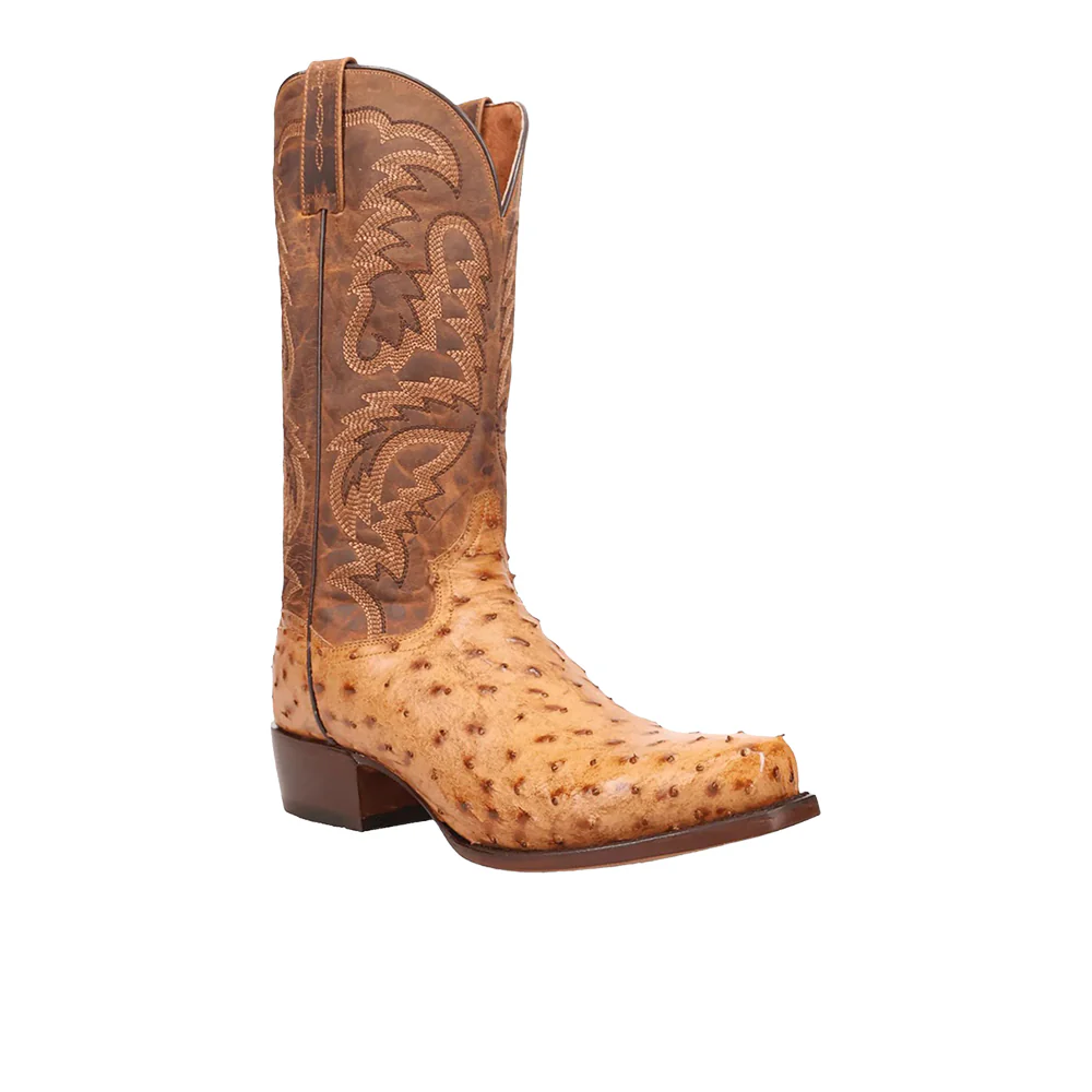 Marco Full Quill Ostrich Square Toe Pull On Cowboy Boots - Image 2