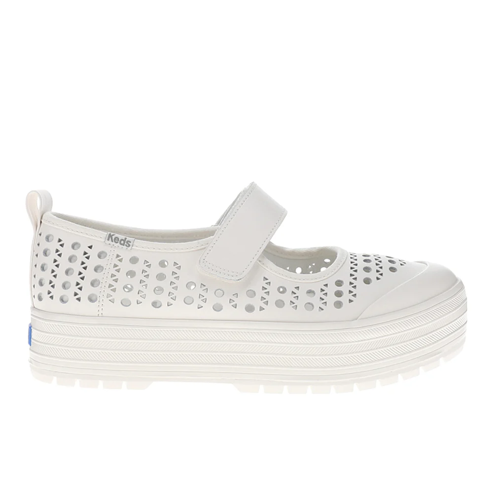 Perf Leather Platform Mary Jane Flats