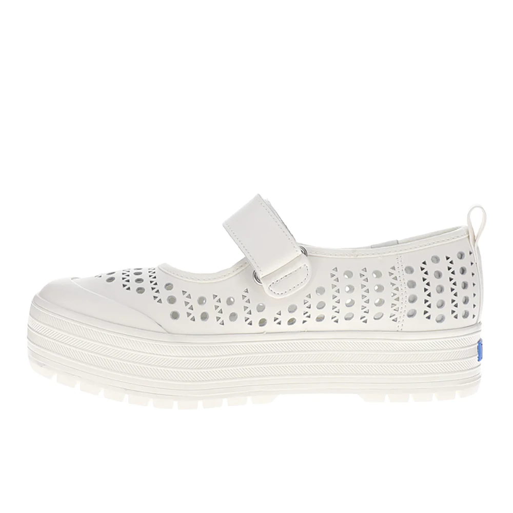 Perf Leather Platform Mary Jane Flats - Image 3