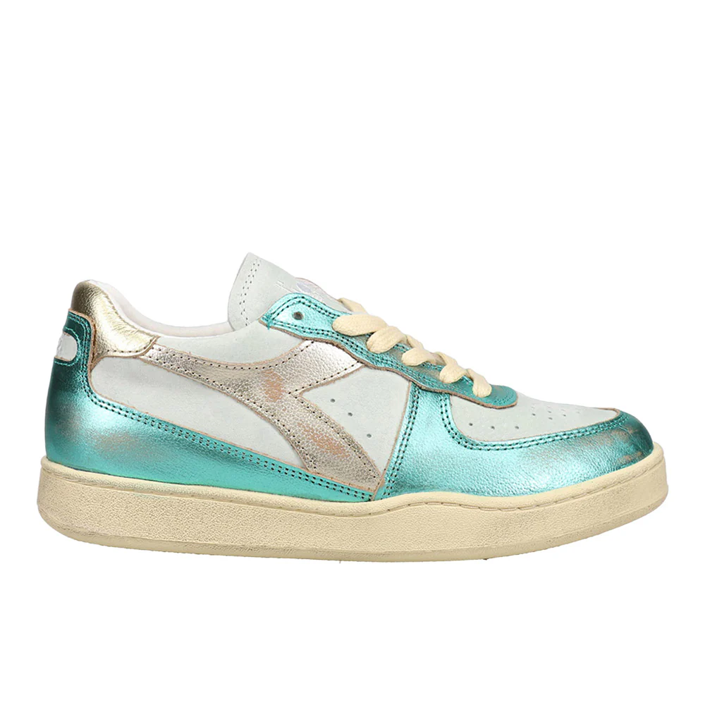 Mi Basket Low Metallic Pigskin Used Lace Up Sneakers