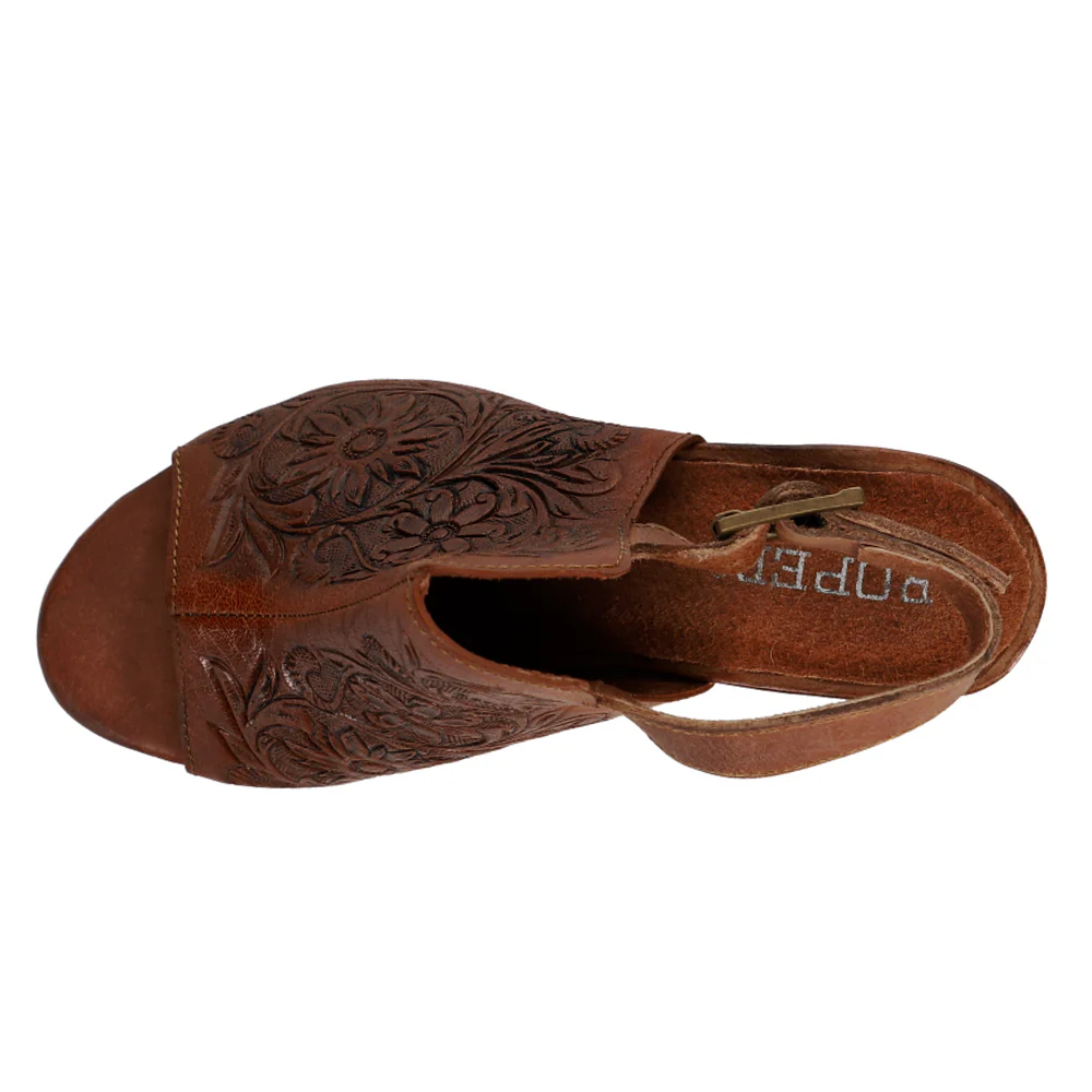 Mika Floral Embossed Block Heel Sandals - Image 4