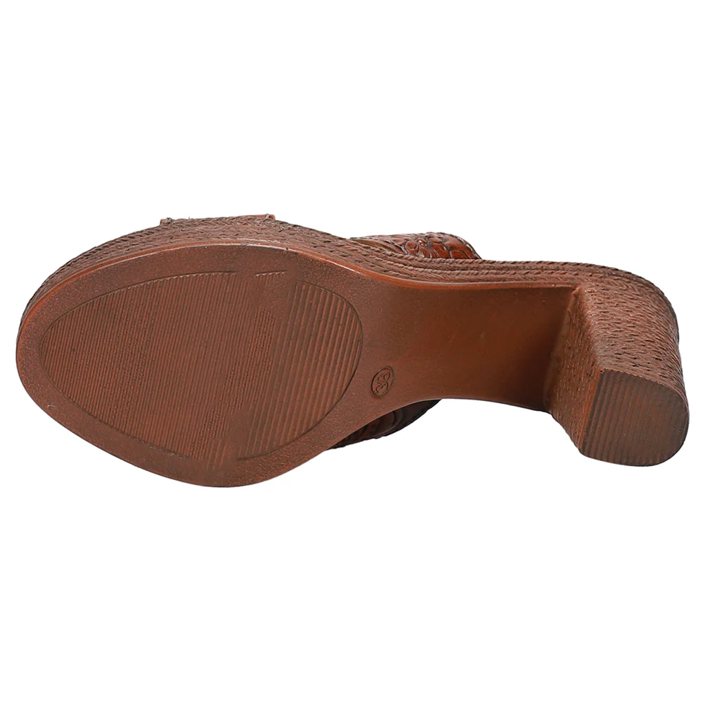 Mika Floral Embossed Block Heel Sandals - Image 5