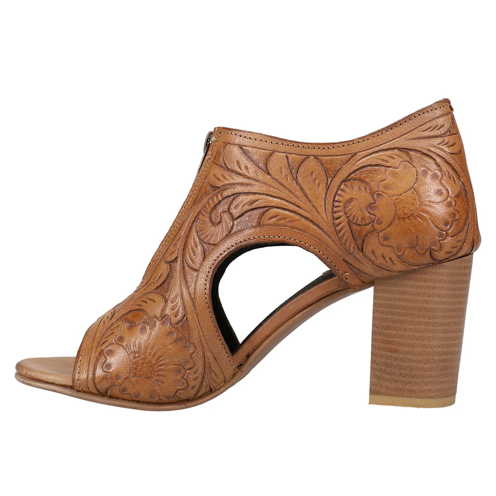 Mika Floral Embossed Block Heel Sandals - Image 3
