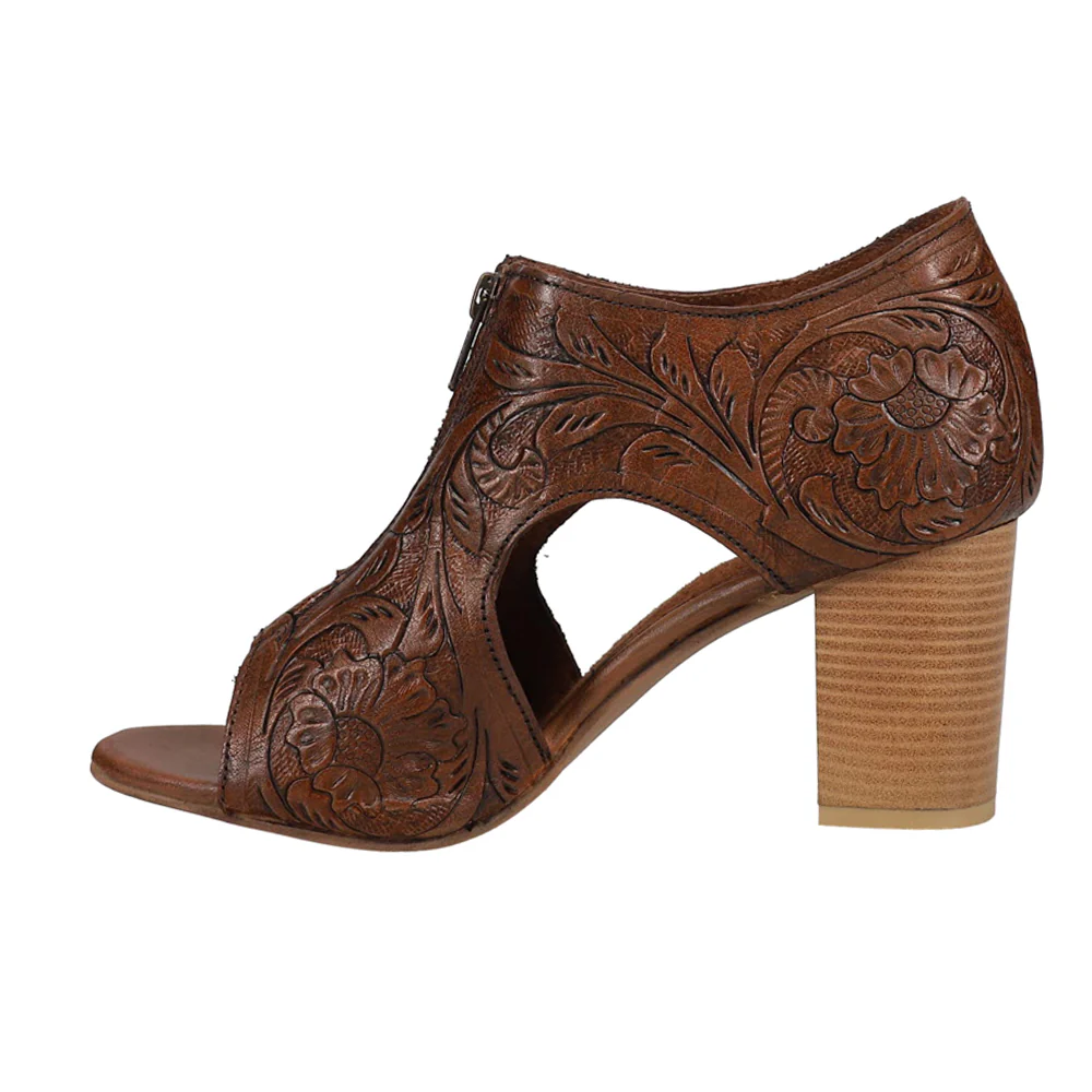 Mika Floral Embossed Block Heel Sandals - Image 3